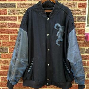 Vintage 90’s Y2K Pelle Pelle Wool And Leather Varsity Jacket Size 4XL